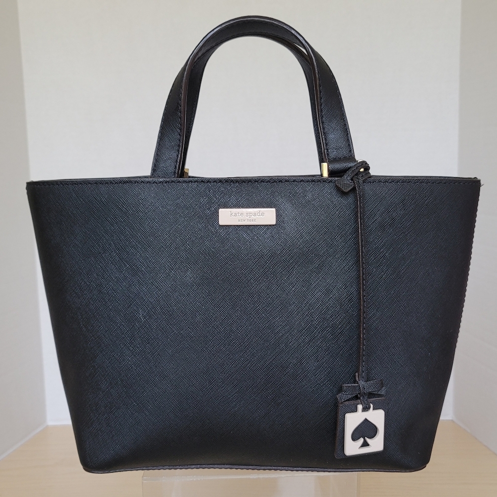 Kate Spade New York Juno Grant Street Black Saffiano Leather Tote Handbag Purse